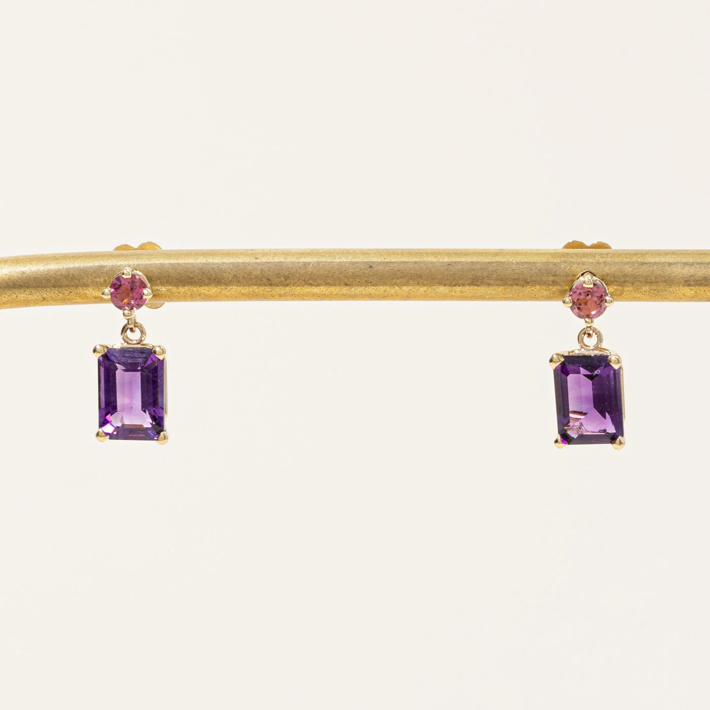Shiny Embellishment 100 Ways' Amethyst & Tourmaline Drop Earrings | 1.84ctw, 0.26ctw |