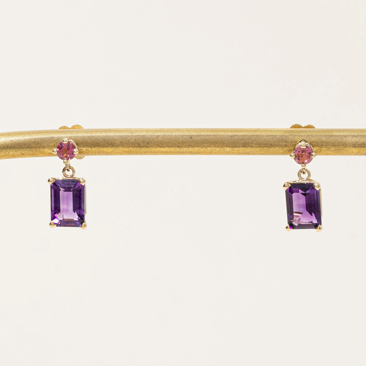 100 Ways' Amethyst & Tourmaline Drop Earrings | 1.84ctw, 0.26ctw | Office Vibe Bold Feature