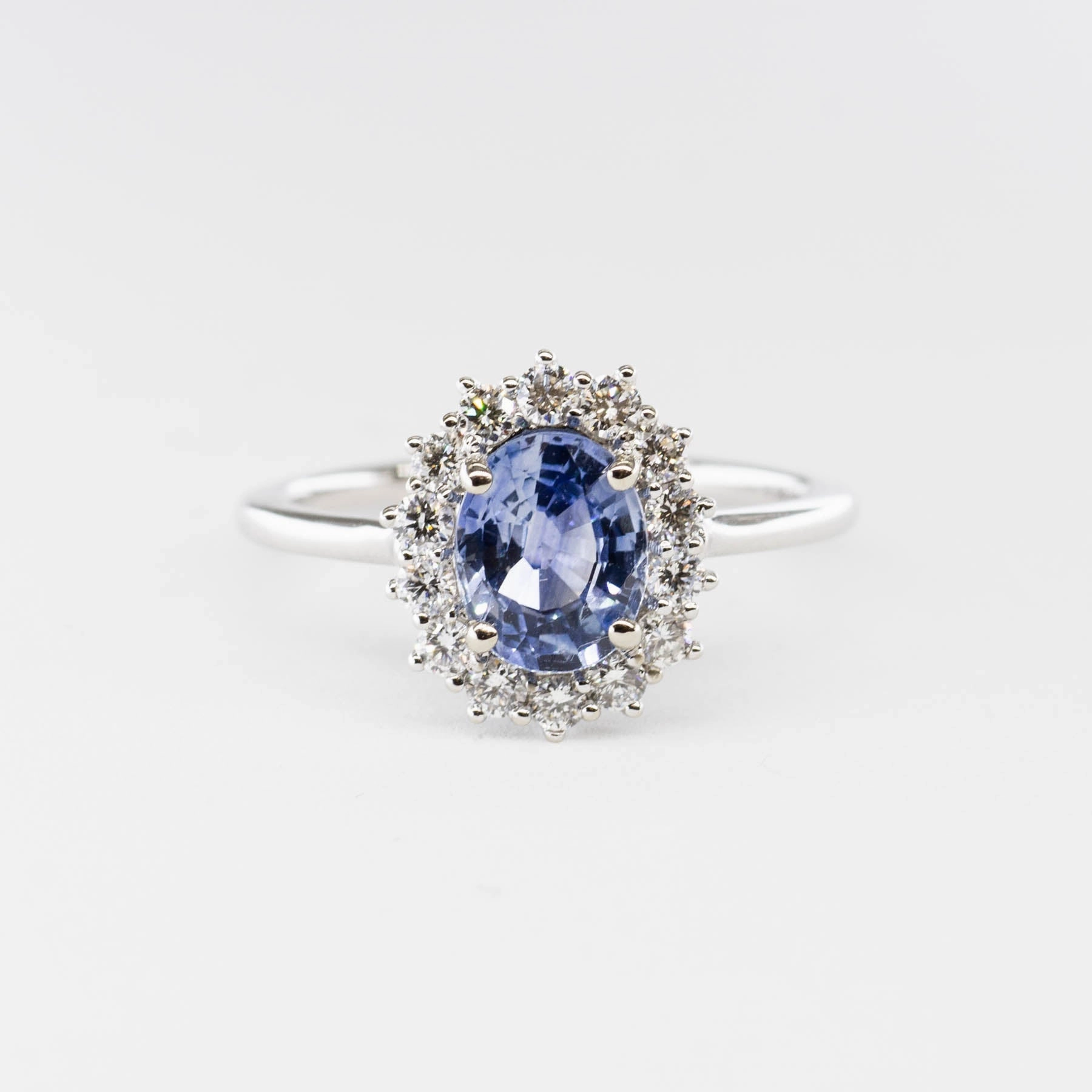 Modern Element Exclusive Appeal 100 Ways' Oval Sapphire and Halo Diamond Ring | 1.62ct, 0.38ctw | SZ 6.75 |