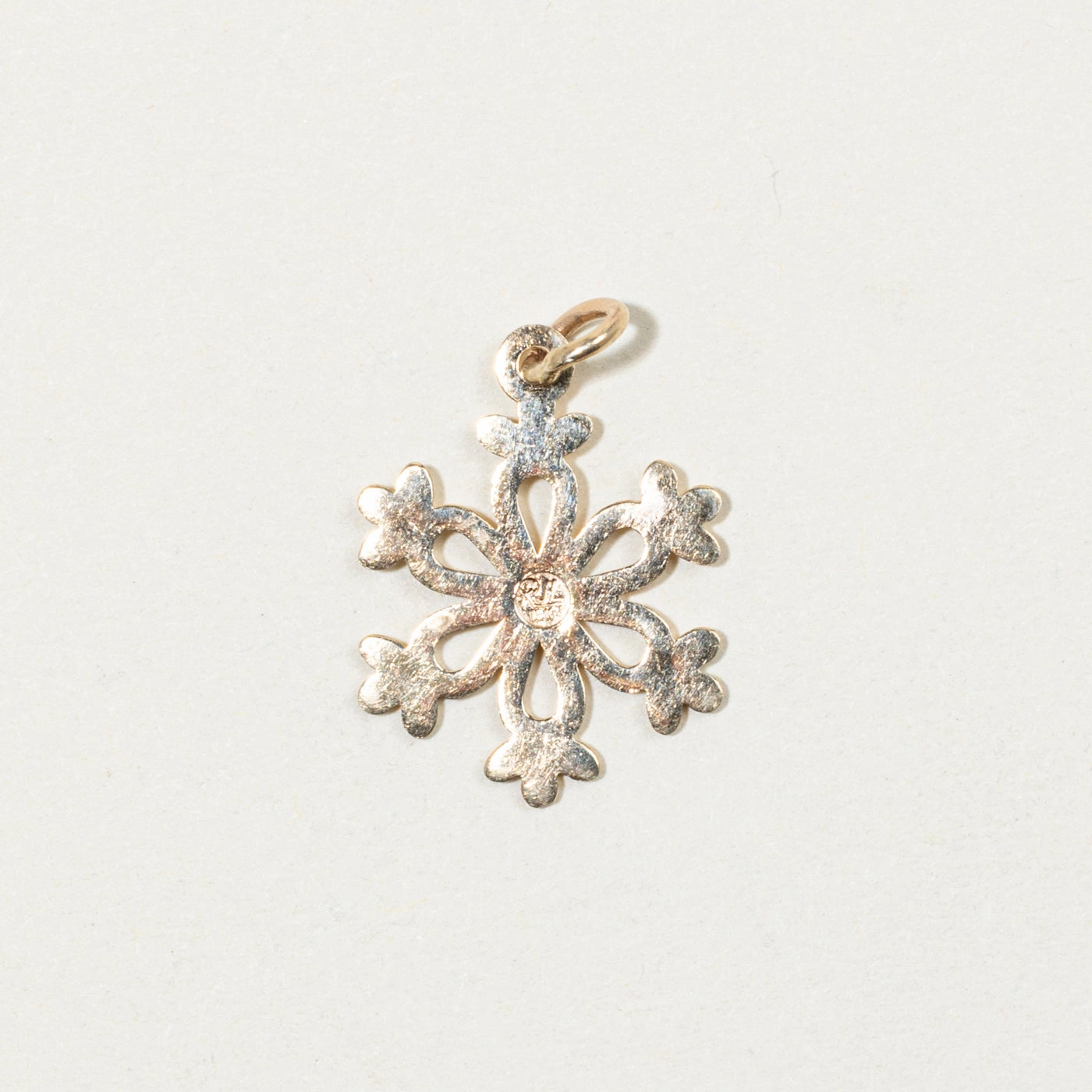 10k Yellow Gold Snowflake Charm Handmade Shine Pieces Luxe Lookbook