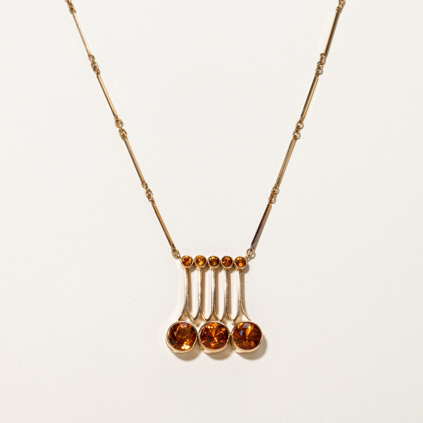 14K Gold 1964 Finnish Hallmarked Citrine Pendant Necklace | 8.50ctw | 16" Modern Radiance