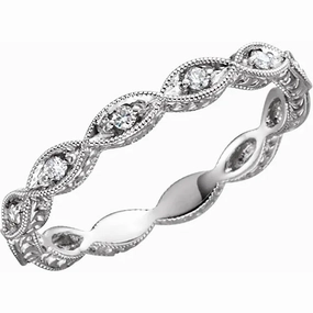 Custom Statement Artisan Statement 14K White 1/8 CTW Diamond Anniversary Band Size 5