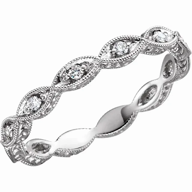 Custom Statement Artisan Statement 14K White 1/8 CTW Diamond Anniversary Band Size 5