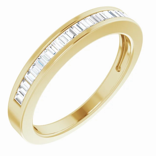 14K Yellow 1/4 CTW Diamond Anniversary Band Size 6 Patterned Surface Sparkling Jewelry