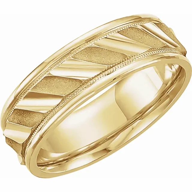 Anniversary Accent Ensemble Collection 14K Yellow 6.75 mm Ridged Band with Milgrain Size 9.5