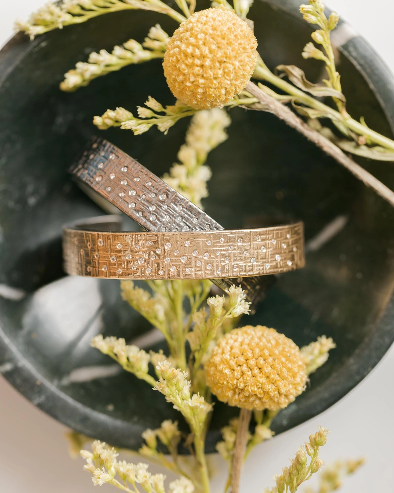 Graceful Design Weekend Vibe 18k Aspen Squared Cuff - 18k Gold   Reclaimed VS Diamonds