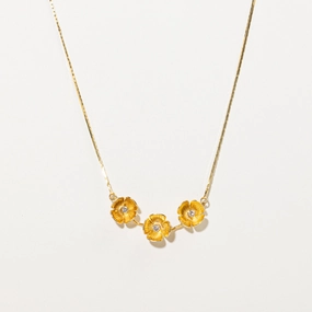 Subtle Fit Everyday Glam 18k Yellow Gold Diamond Flower Pendant Necklace | 0.15ct | 16"
