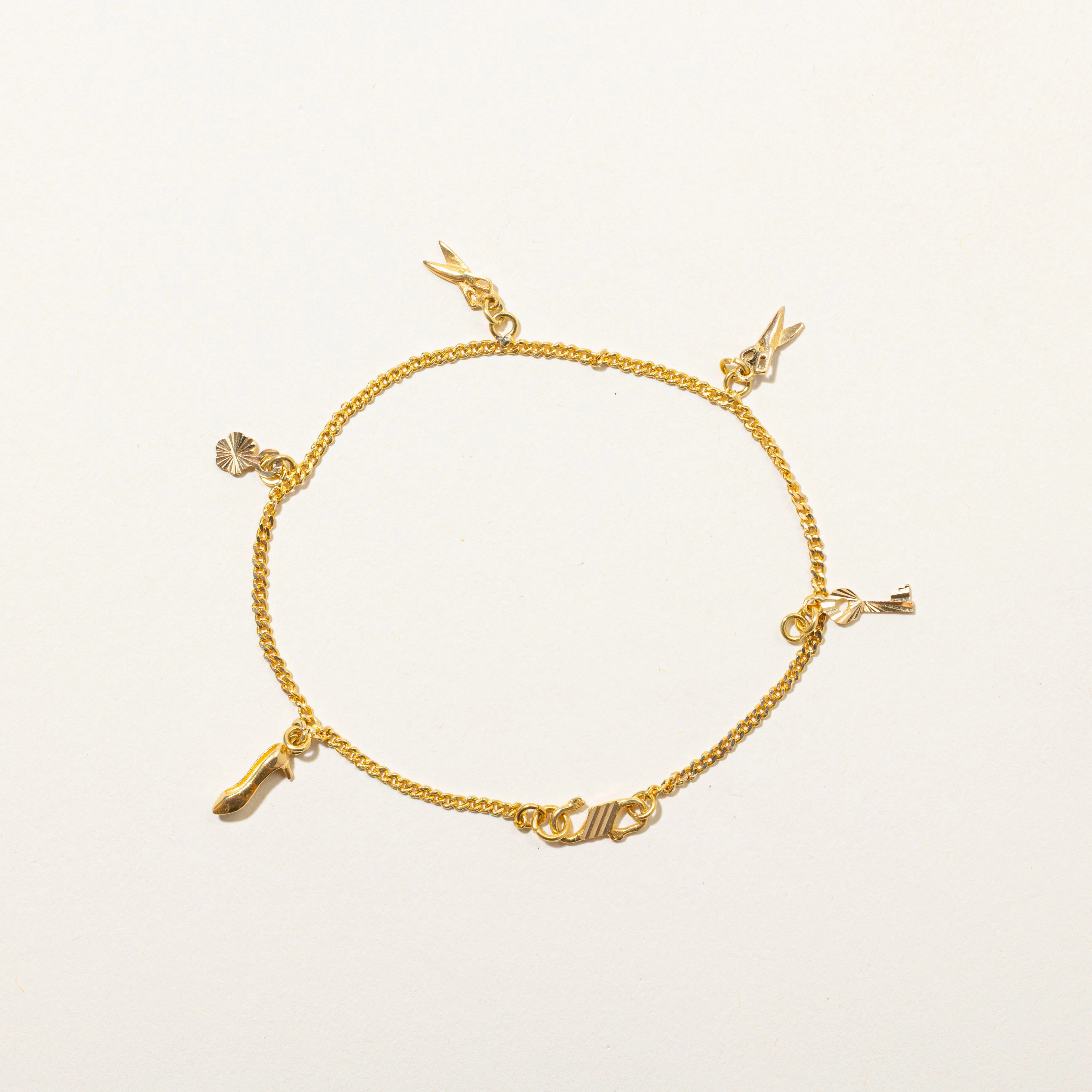 18k Yellow Gold Hobby Charm Bracelet | 7.75" Timeless Piece