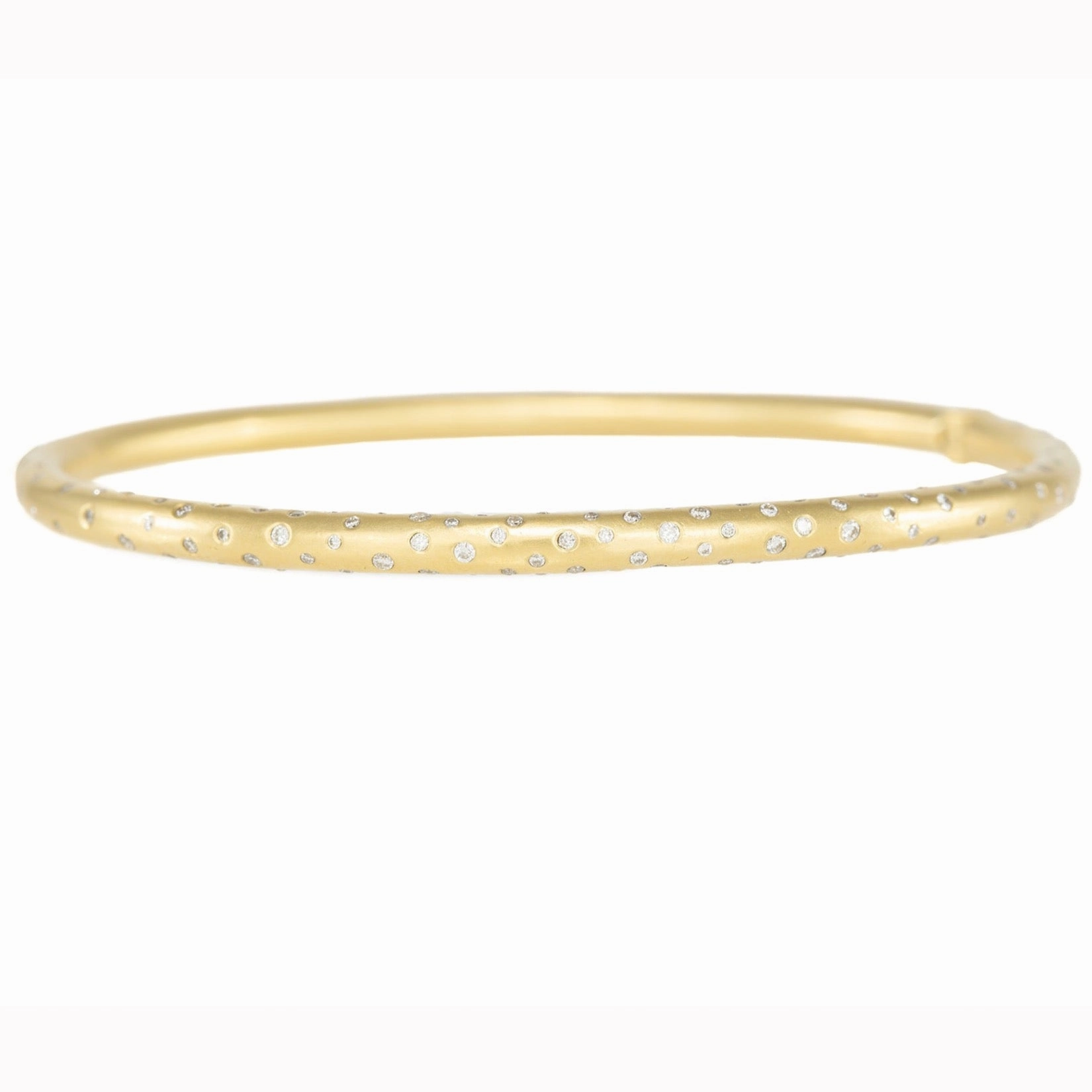 Bold Pieces Statement Shine 18ky Gold KMJ Timeless Hinged Bangle (Flooded Diamonds) - 18ky   VS Diamonds