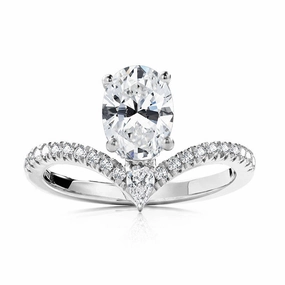 HighEnd Jewelry Delicate Jewelry 1.00 - 1.49ct Oval White 14 Karat Gold Semi-Mount Engagement Ring