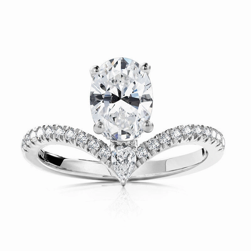 HighEnd Jewelry Delicate Jewelry 1.00 - 1.49ct Oval White 14 Karat Gold Semi-Mount Engagement Ring