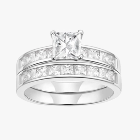 Refined Appearance 1 Carat Princess Cut Bridal Set Wedding Ring