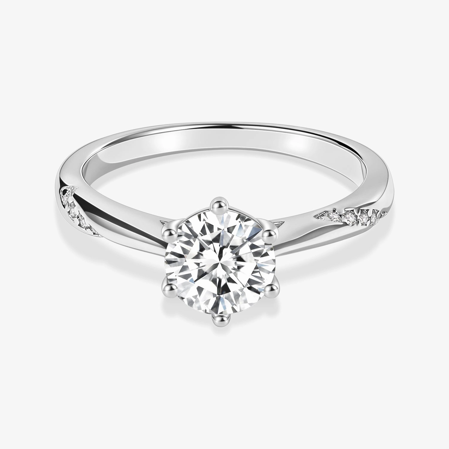 Evergreen style 1CT Round Cut Moissanite Wedding Rings