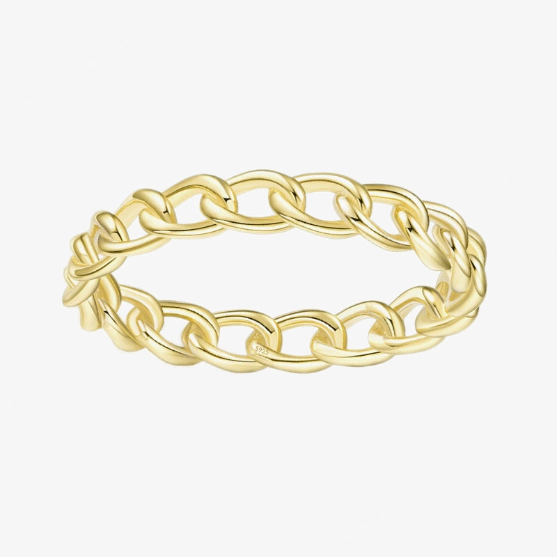 3.8mm Sterling Silver Gold Plated Chain Ring Artisan Symbol