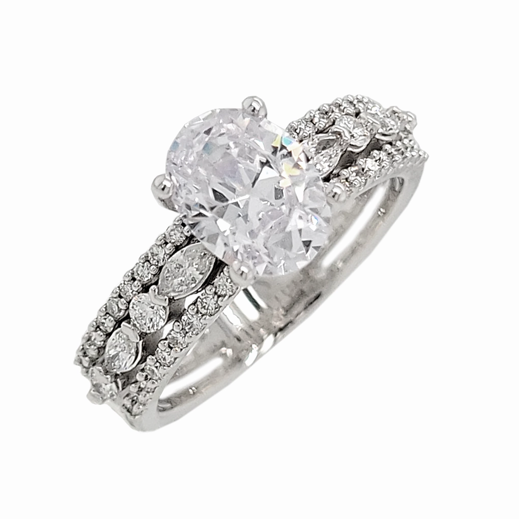 3-Row Marquise & Round Diamond Semi-Mount Engagement Ring Affordable Object