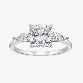 Urban Present 3 Stone Cushion Cubic Zirconia Wedding Promise Ring