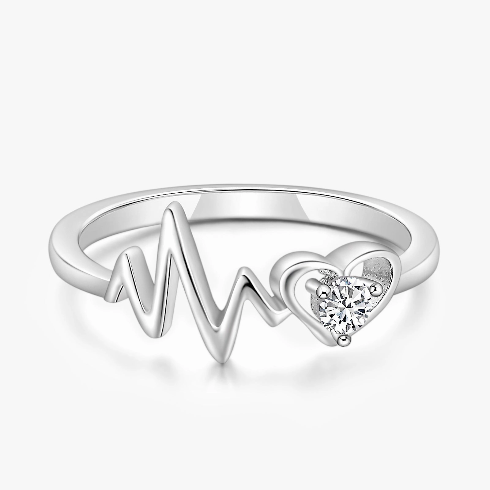 Lightweight Item Sentimental Ornament 925 Sterling Silver Heartbeat Ring