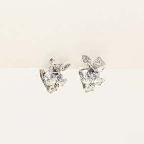 Highlight Accent 950 Platinum Diamond Cluster Leafy Stud Earrings | 0.68ctw