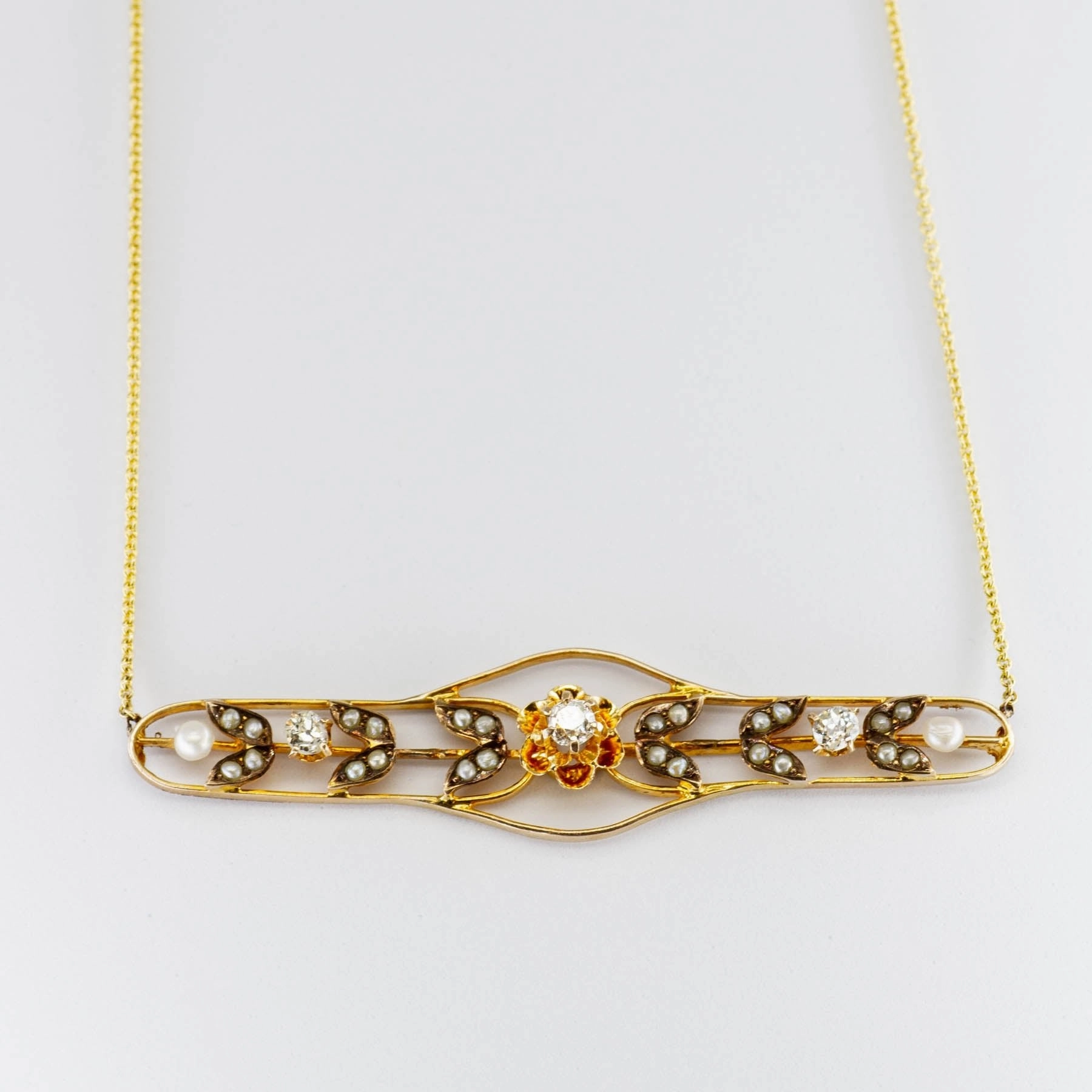 Bold Style '100 Ways' Antique Diamond and Pearl Necklace | 0.22ctw |