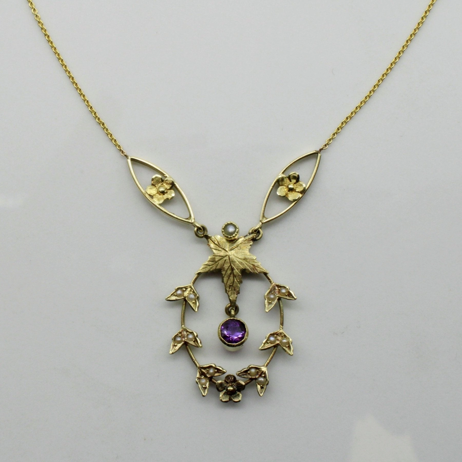 '100 Ways' Edwardian Amethyst & Seed Pearl Necklace | 0.28ct | 18" | Flawless Glow Lustrous Detail