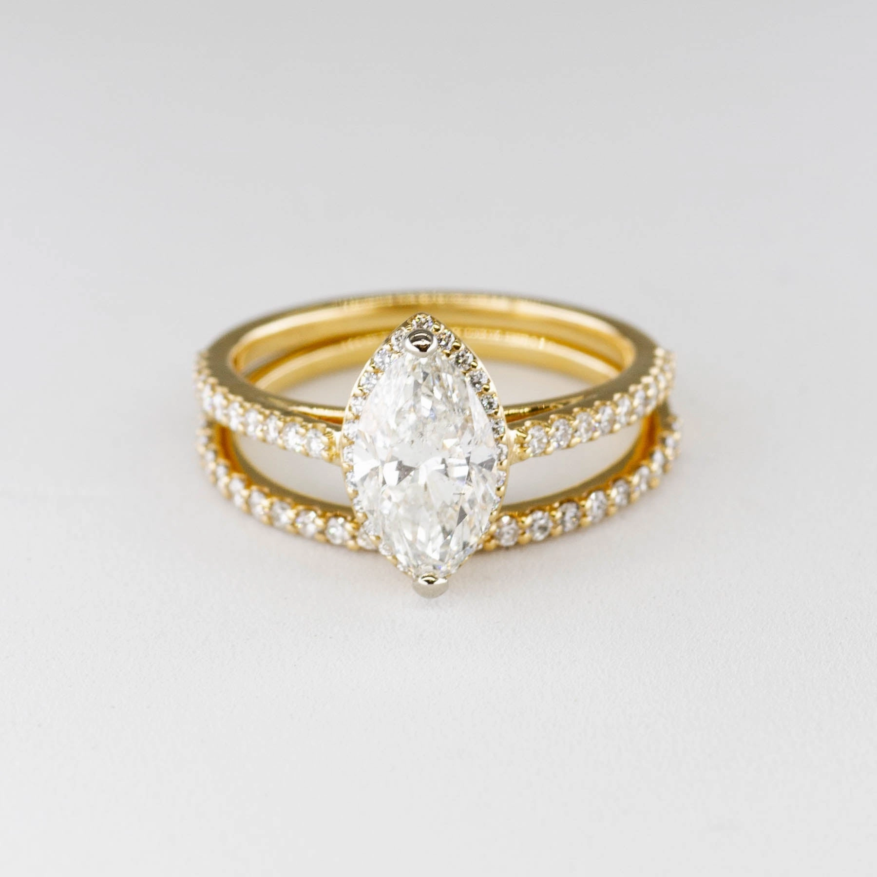 '100 Ways' Marquise Diamond Engagement Ring and Matching Band in 18k | 1.87ctw | SZ 6.5 | Finest Highlight