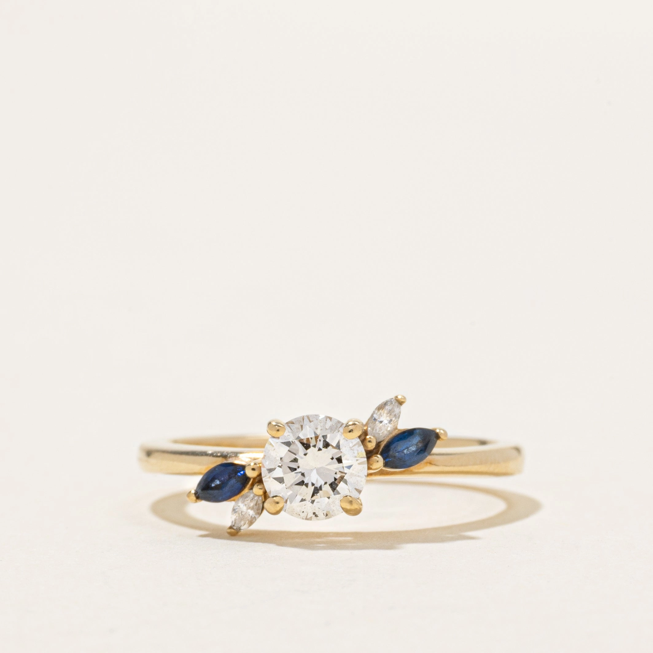 Elegant Finish '100 Ways' Marquise Sapphire Accented Engagement Ring | SZ 7.25 |