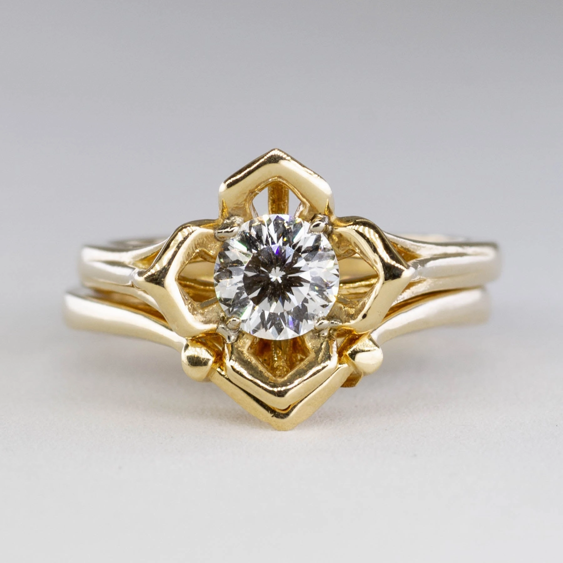 '100 Ways' Unique Floral Diamond Wedding Set | SZ 5.5 | Elegant Charm Photo Focus