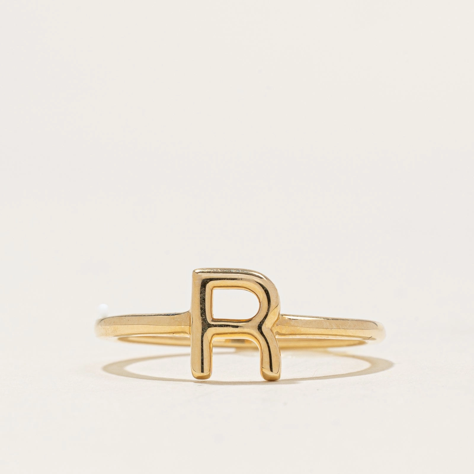 Balanced Form Vibrant color '100 Ways' Yellow Gold 'R' Initial Ring | SZ 7