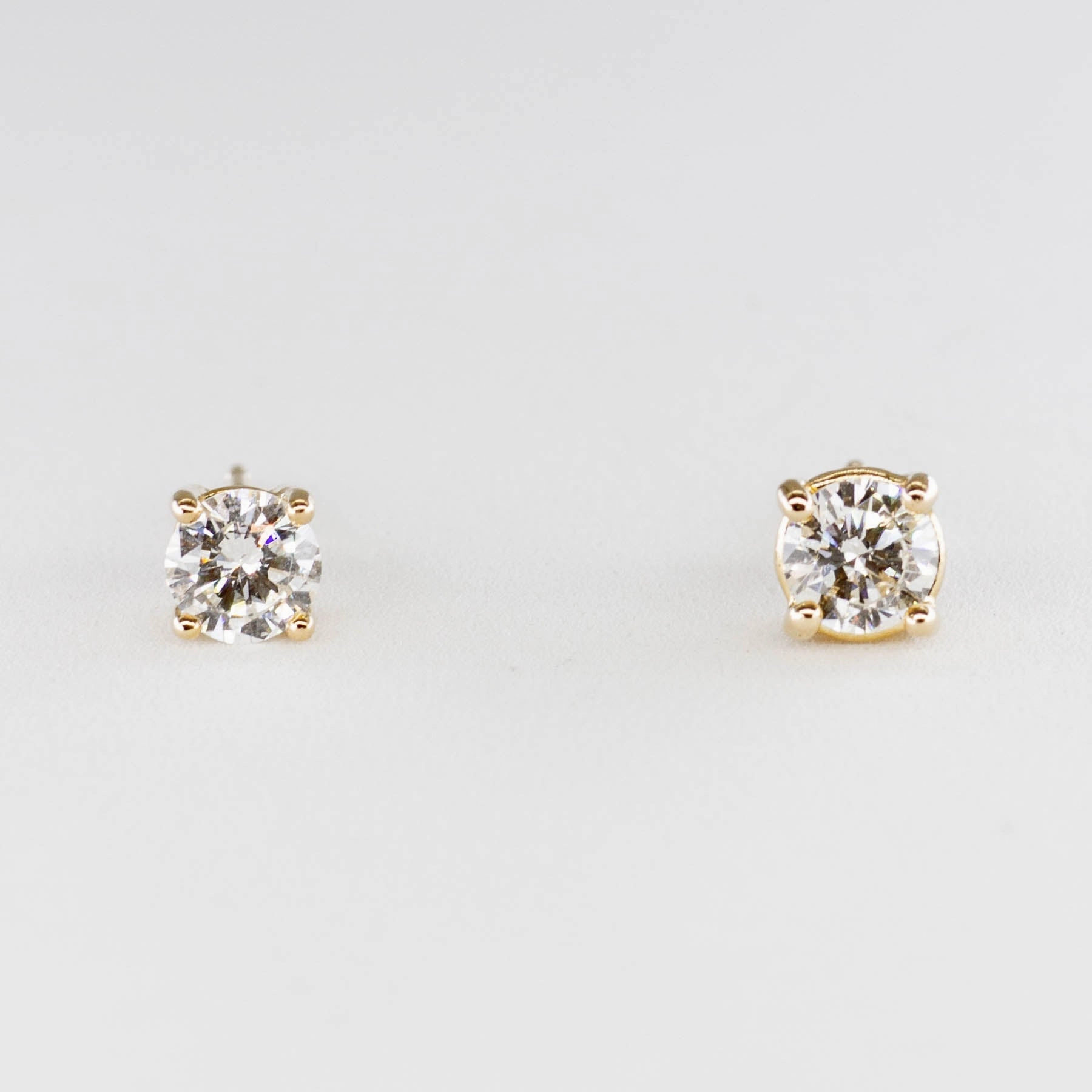 '100 Ways' Yellow Gold Diamond Studs | 0.63 ctw SI H/I | Handcrafted Finish Exquisite Shine Finish