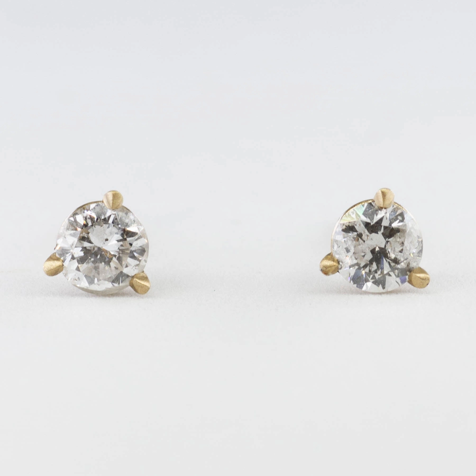 Timeless Pieces '100 Ways' Yellow Gold Diamond Three Prong Martini Studs | 0.45 ctw |