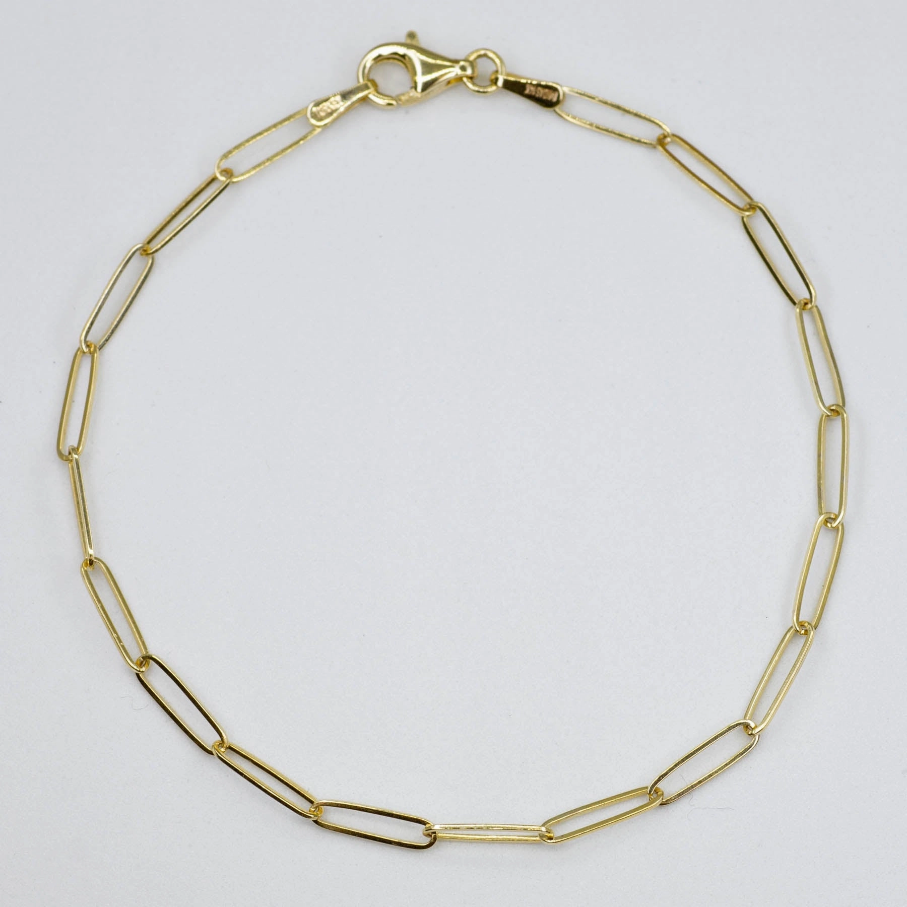 Light tone Distinct Feature '100 Ways' Yellow Gold Paperclip Chain Bracelet | 7" |