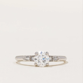 'Cartier' Art Deco Old European Cut Diamond Engagement Ring in Palladium | 0.68ctw VS1 F/G | SZ 6.5 | Chic Duo True Accent