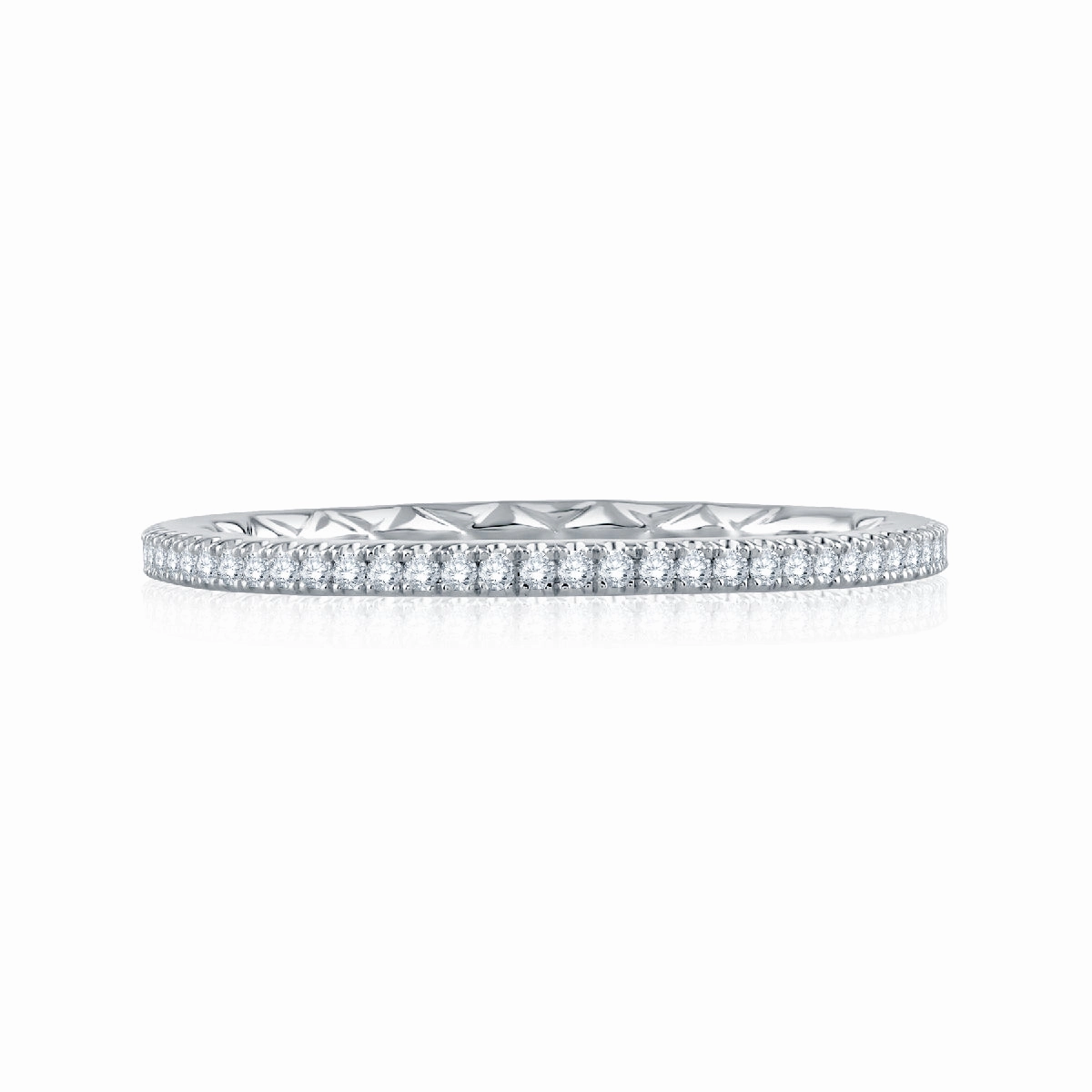 A. JAFFE Anniversary/Eternity Diamond Wedding Ring in 14K White Gold (0.25ctw) Elegant Sign