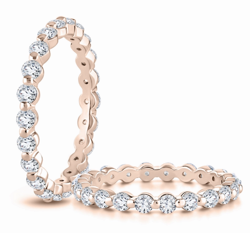 A. JAFFE Anniversary/Eternity Diamond Wedding Ring in 18K Rose Gold (0.95ctw) Artisan Texture