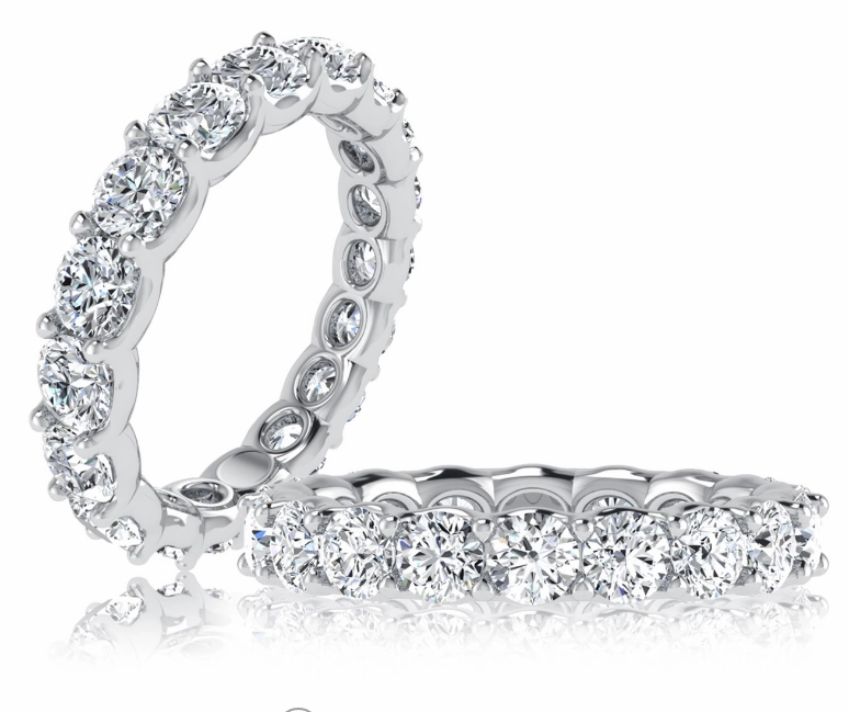 Simple Creation HighEnd Ornament A. JAFFE Anniversary/Eternity Diamond Wedding Ring in 18K White Gold (4.95ctw)