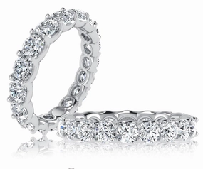 A. JAFFE Anniversary/Eternity Diamond Wedding Ring in 18K White Gold (4.95ctw) Elegant Keepsake Excellent Decoration