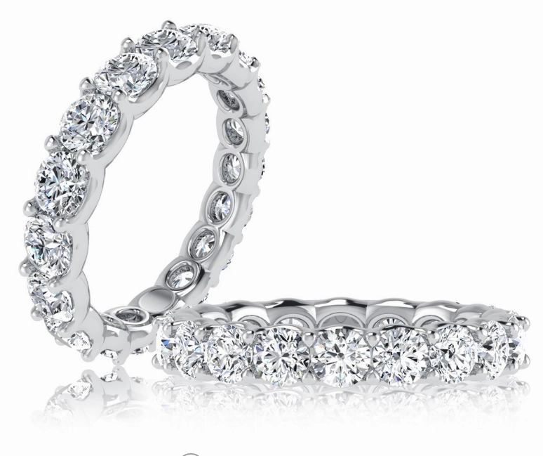 A. JAFFE Anniversary/Eternity Diamond Wedding Ring in 18K White Gold (4.95ctw) Elegant Keepsake Excellent Decoration