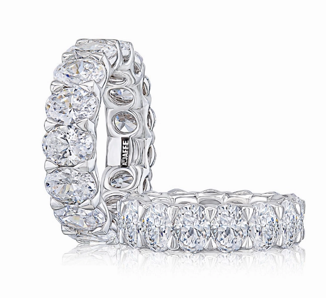 A. JAFFE Anniversary/Eternity Diamond Wedding Ring in 18K White Gold (7.50ctw) Traditional Memento Elegant Attire