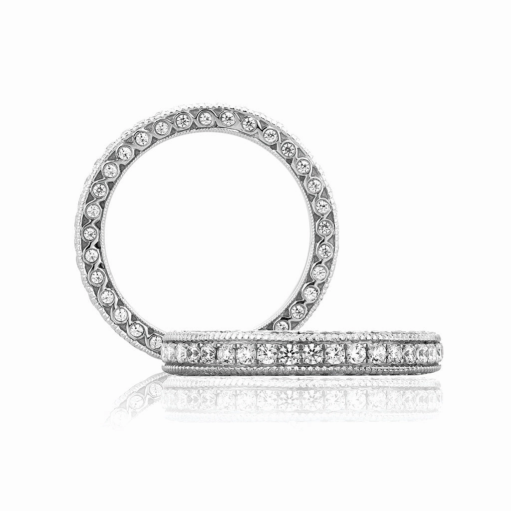 High-Quality Look Branded Decoration A. Jaffe Art Deco Eternity Diamond Wedding Band in White Gold