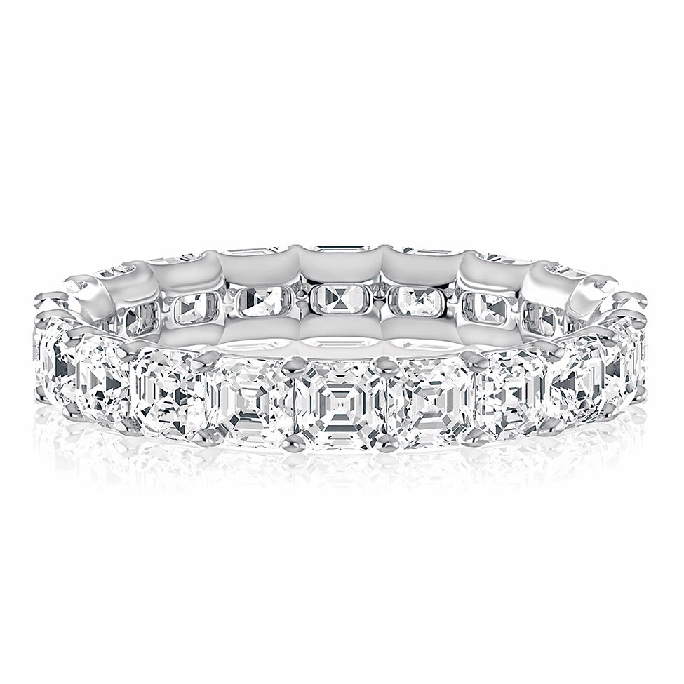Artisan Art Stylish Keepsake A. Jaffe Asscher Diamond Eternity Ring in White Gold