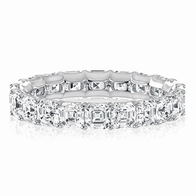 Special Look Chic Design A. Jaffe Asscher Diamond Eternity Ring in White Gold