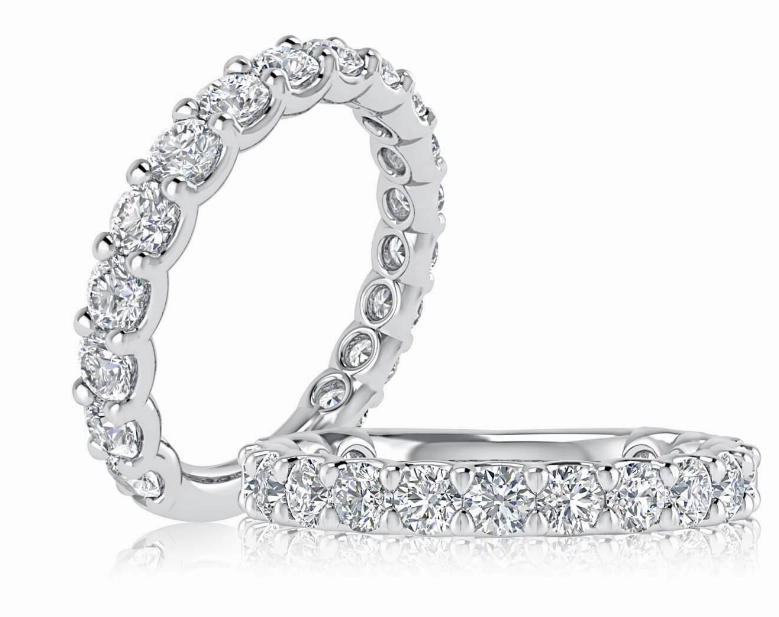 Timeless Design Simple Item A. JAFFE Diamond Wedding Ring in 18K White Gold (3.63ctw)