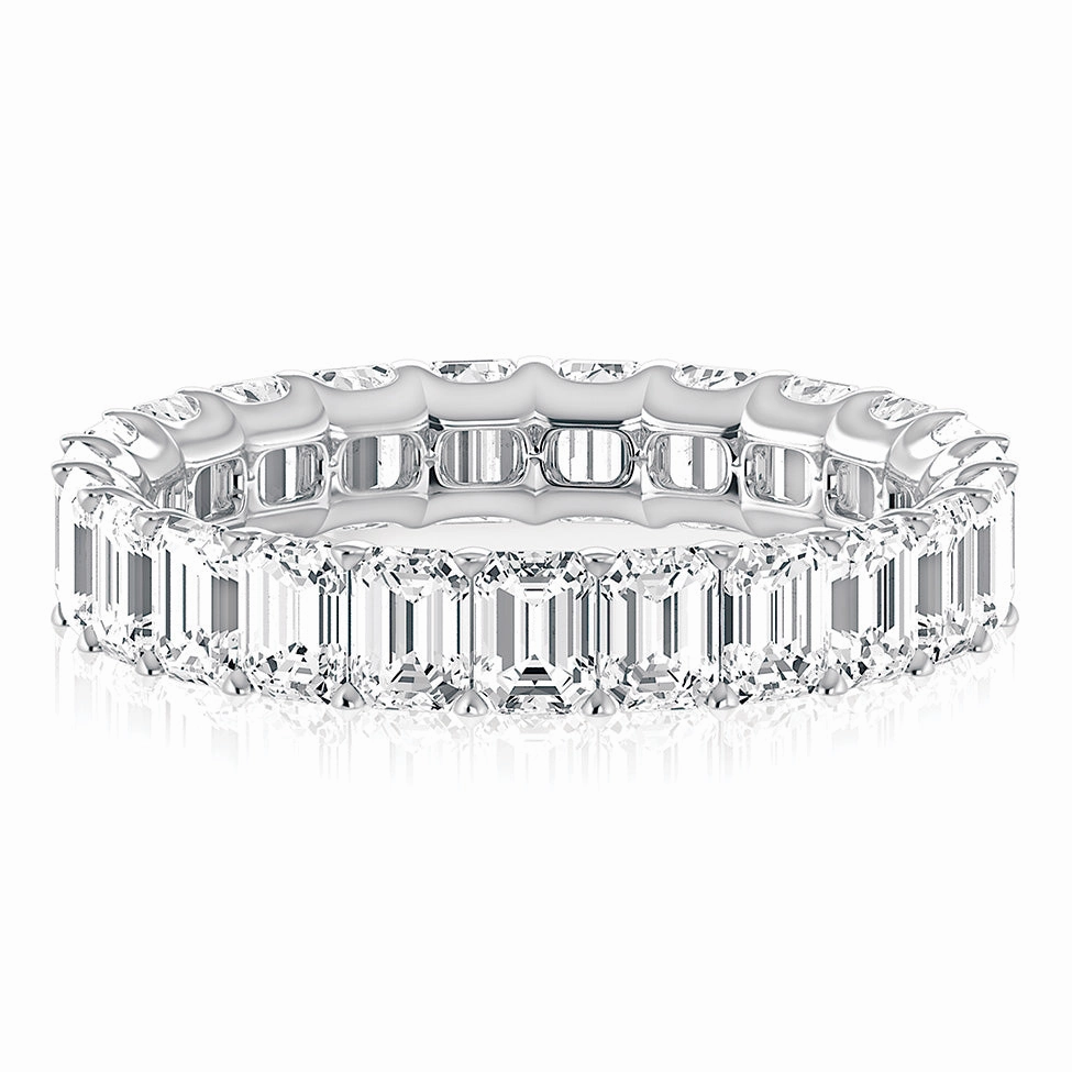 A. Jaffe Emerald Diamond Eternity Ring in White Gold Fresh Appeal Pure Simplicity