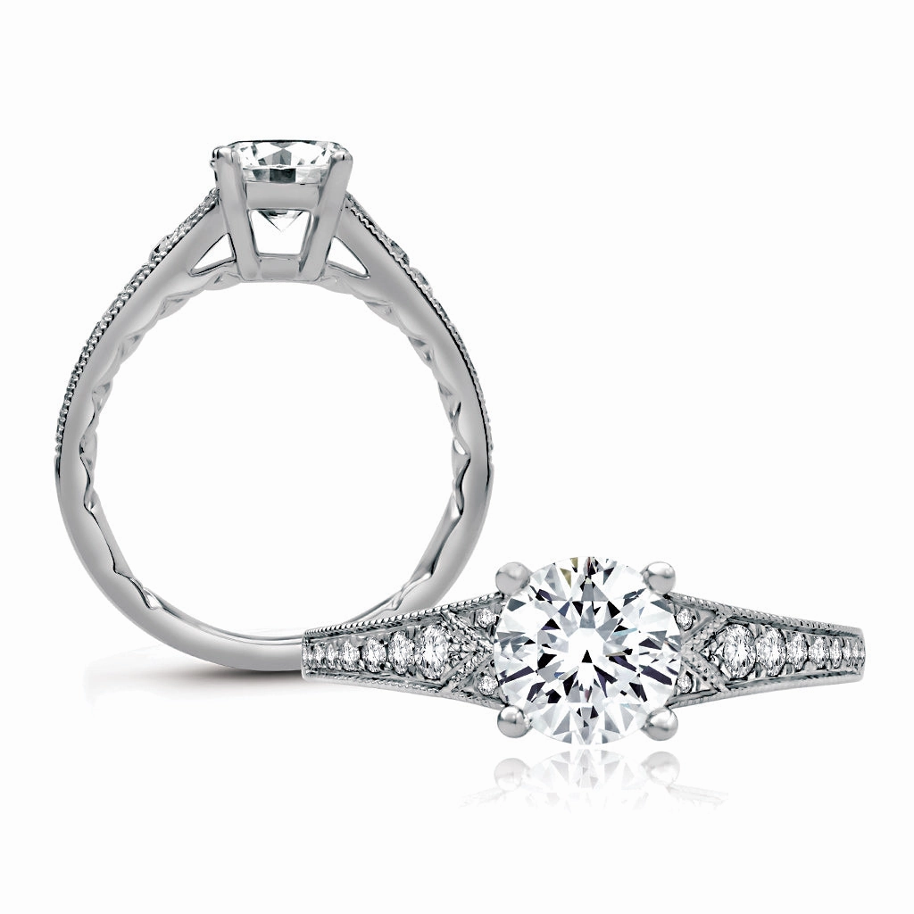 Memorial Gift A. Jaffe Engagement Ring Setting in White Gold