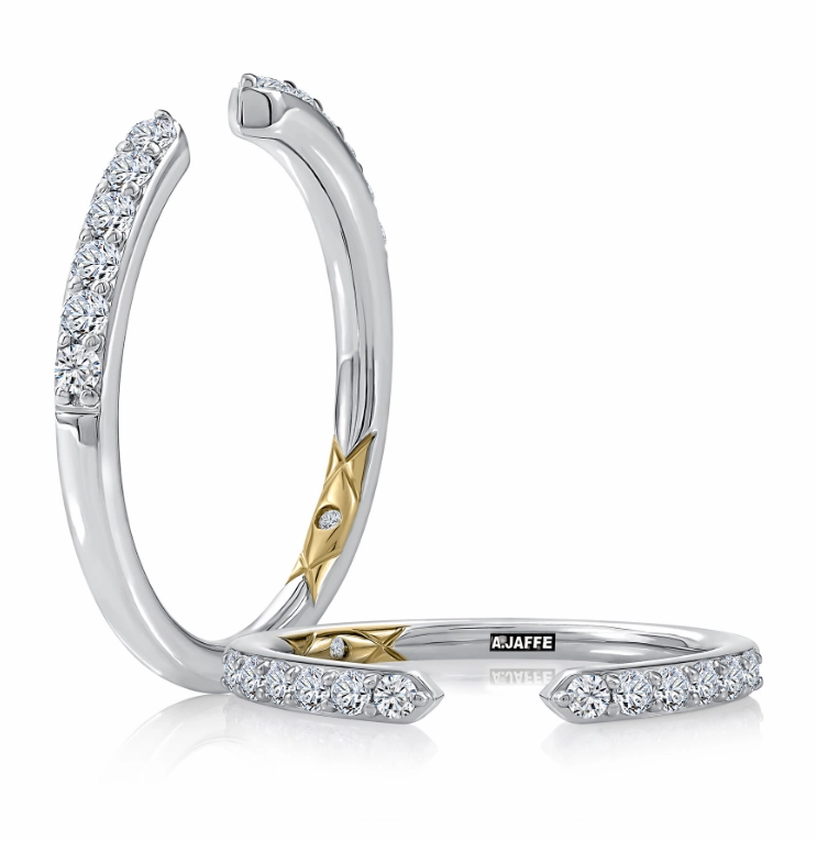 A. JAFFE Half Anniversary Diamond Wedding Ring in 14K White Gold (0.26ctw) Octagonal Look Perennial Favorite