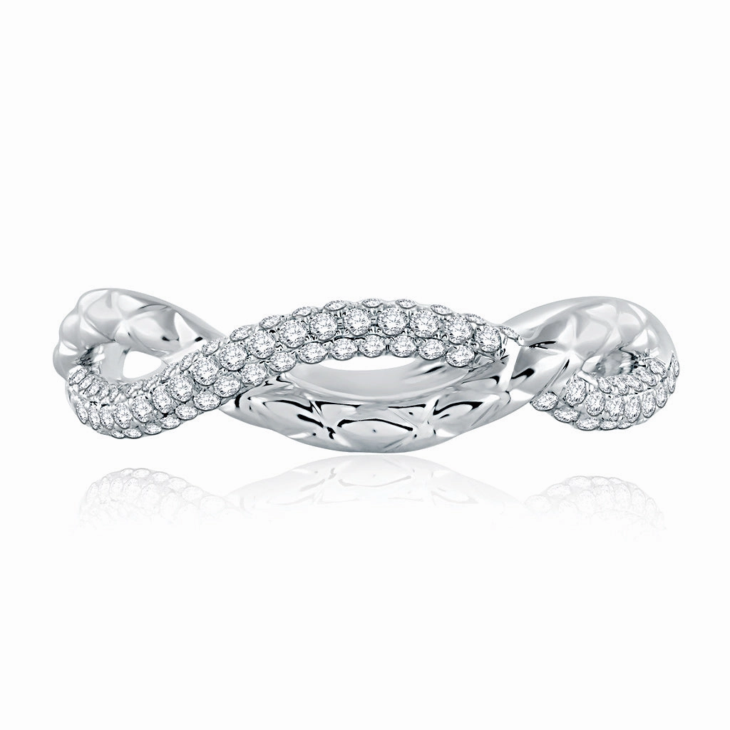 Secure Design A. Jaffe Metropolitan Twist Diamond Wedding Band in White Gold