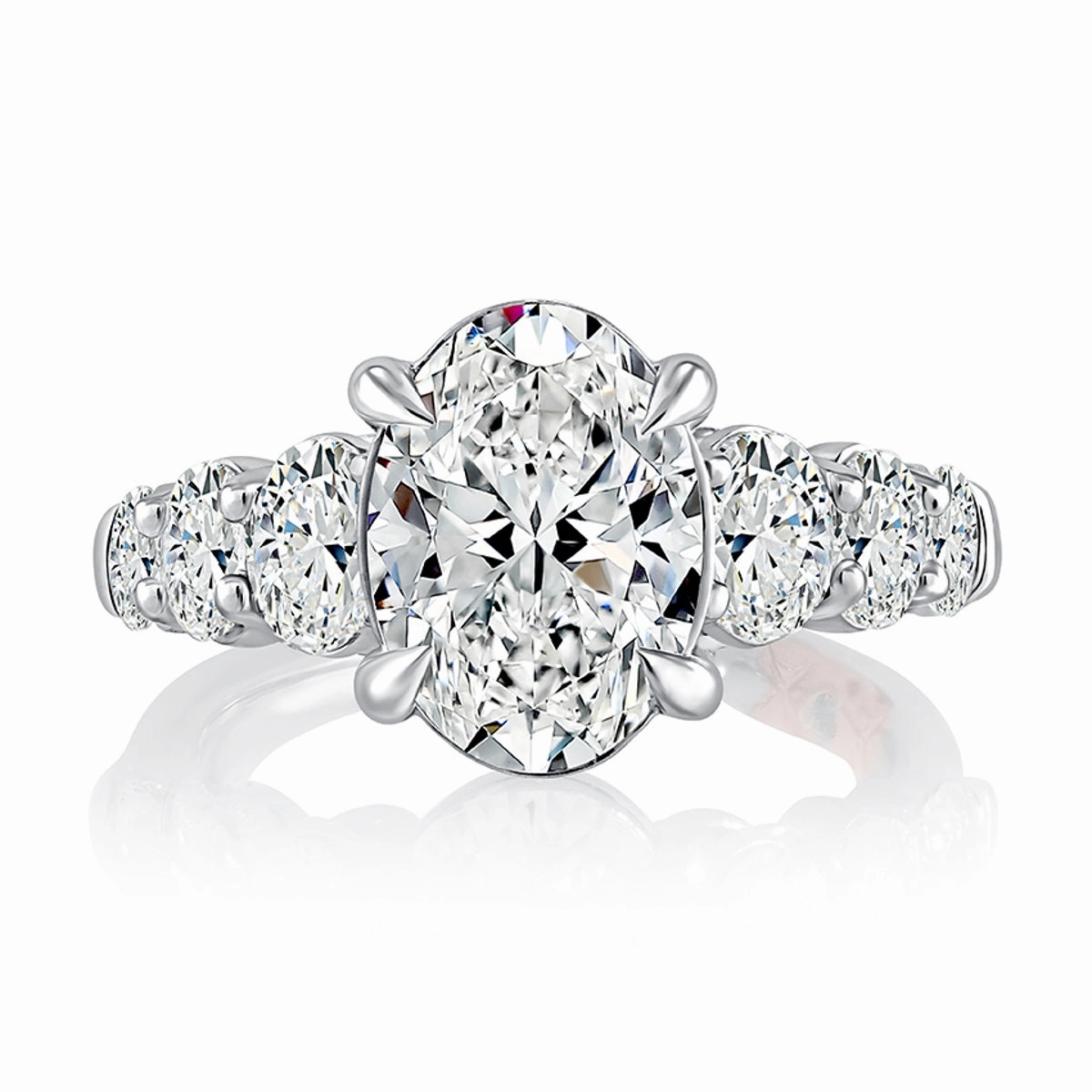 A. Jaffe Oval Diamond Engagement Ring Setting in White Gold Minimal Contour