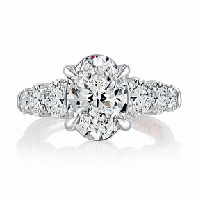 A. Jaffe Oval Diamond Engagement Ring Setting in White Gold Minimal Contour