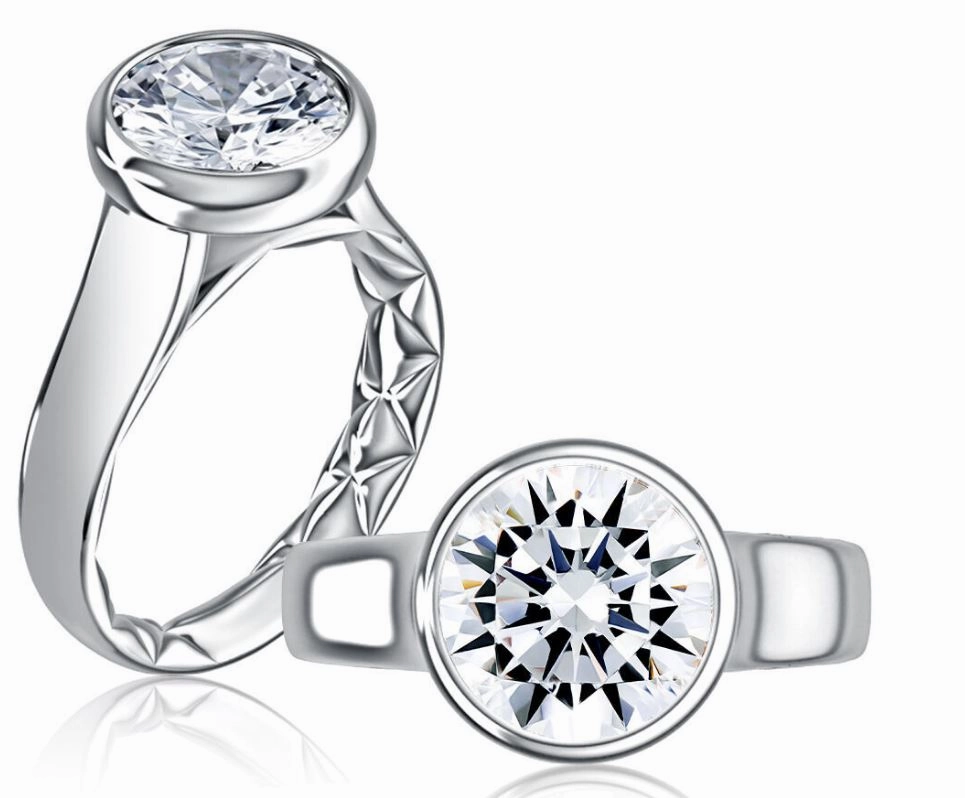 Signature Gift Timeless Item A. JAFFE Round Center Solitaire Diamond Engagement Ring Setting in 14K White Gold