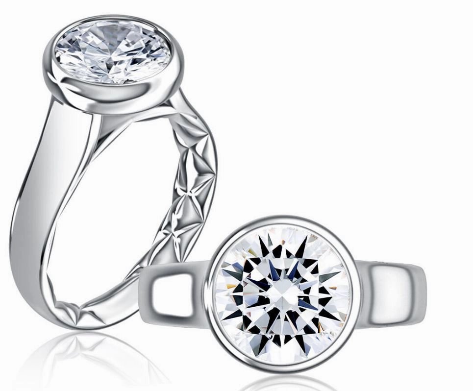 A. JAFFE Round Center Solitaire Diamond Engagement Ring Setting in 14K White Gold Affordable Article Glam Finish